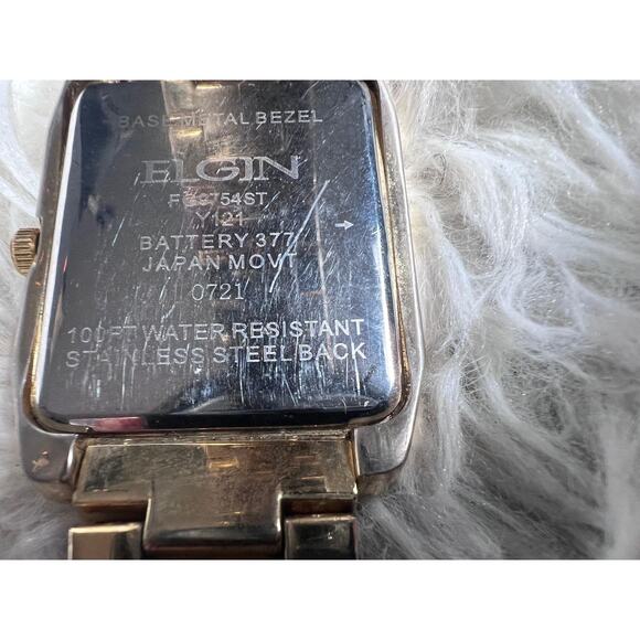 Elgin Rectangular Quartz Watch Gold Tone Crystal Bracelet Japan Movt FG754ST - Picture 11 of 14